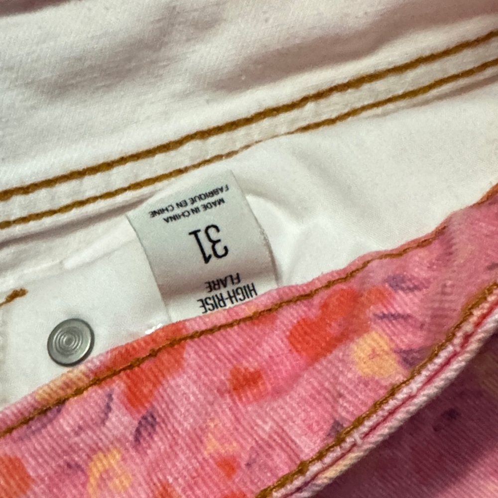 BDG Pink Floral High Rise Flare Jeans - Picture 3 of 8